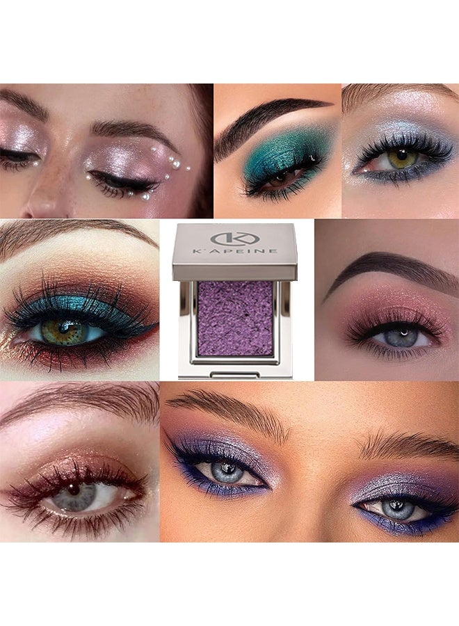 KAPEINE Purple Glitter Eyeshadow, Single Shimmer Eyeshaow Highlighter Sparkling Metallic Makeup Palette Waterproof Eye Shade Blendable Waterproof for Everyday Stage Performance 08 - Image 5