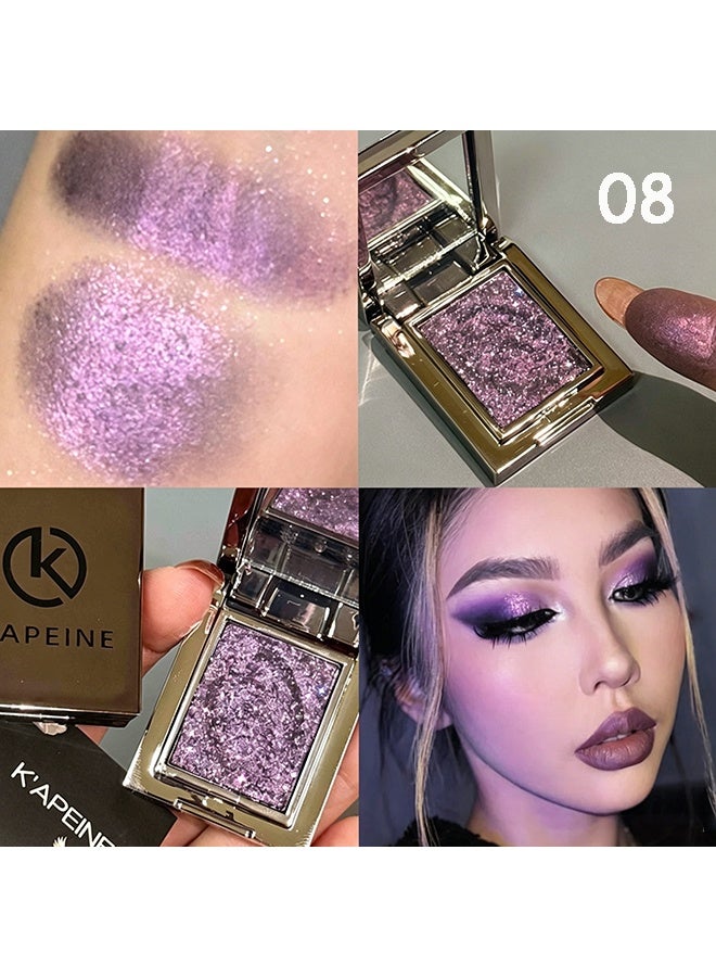 KAPEINE Purple Glitter Eyeshadow, Single Shimmer Eyeshaow Highlighter Sparkling Metallic Makeup Palette Waterproof Eye Shade Blendable Waterproof for Everyday Stage Performance 08 - Image 2