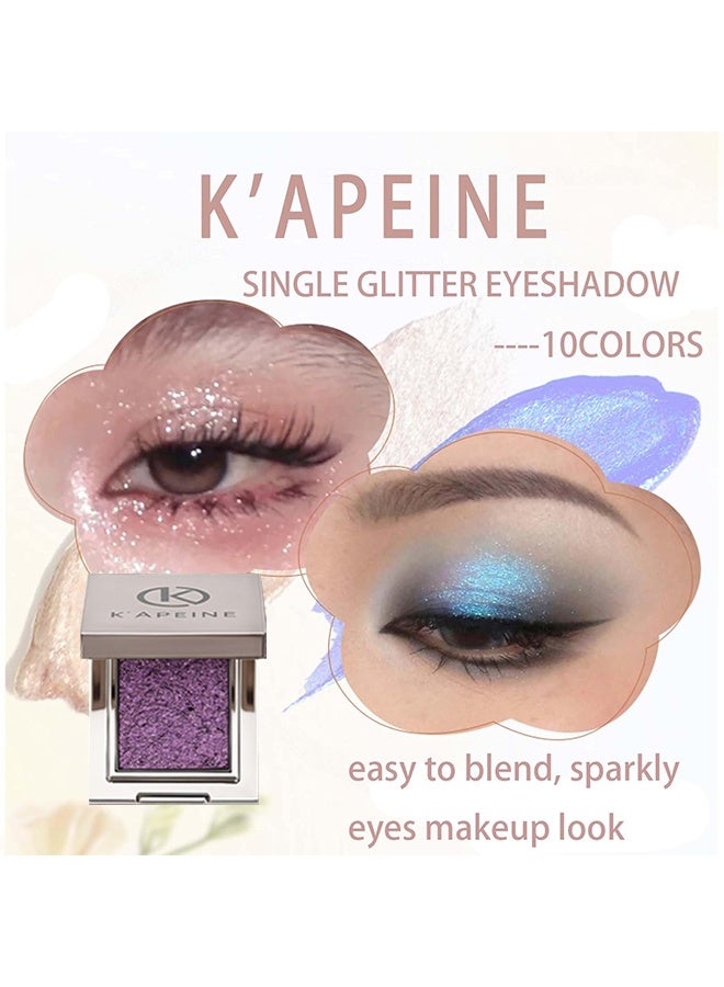 KAPEINE Purple Glitter Eyeshadow, Single Shimmer Eyeshaow Highlighter Sparkling Metallic Makeup Palette Waterproof Eye Shade Blendable Waterproof for Everyday Stage Performance 08 - Image 3