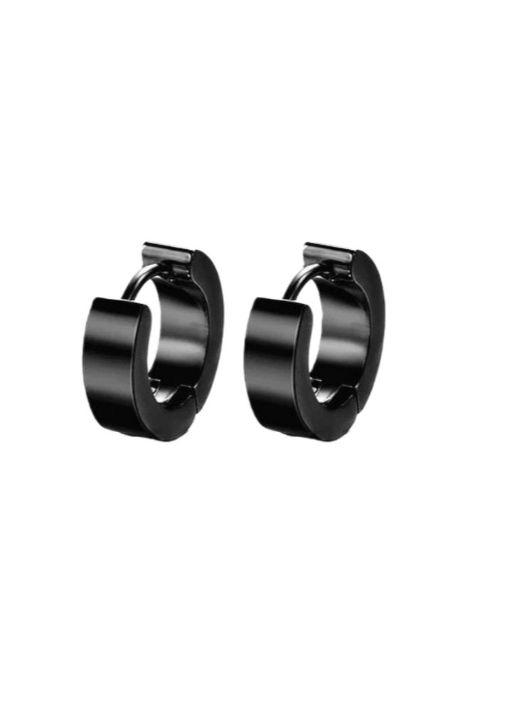 PORSTOO Stainless Steel Hoop Earrings Minimalist Design Unisex Small Huggie for Men Black Silver Gold - Image 2