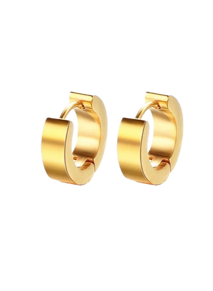 PORSTOO Stainless Steel Hoop Earrings Minimalist Design Unisex Small Huggie for Men Black Silver Gold - Image 3