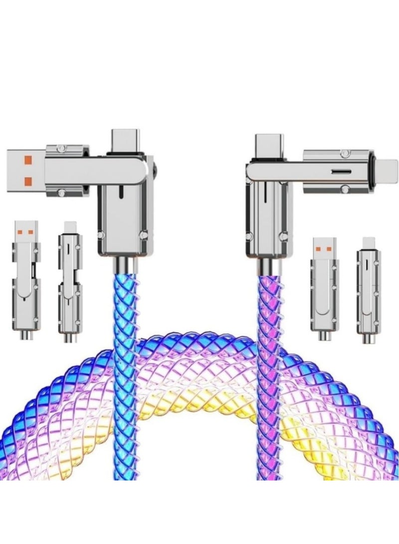 Excefore 4 in 1 USB C Charging Cable, RGB Colorful Gradual Fast Charging Cord, USB C to C Cable, A/Type C, Multi Charger Cable, Suitable for Samsung S24 S23 S22, Phone15 14 13 Pad Mac(1m) - Image 1