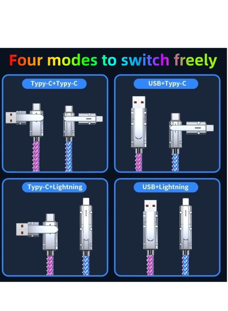 Excefore 4 in 1 USB C Charging Cable, RGB Colorful Gradual Fast Charging Cord, USB C to C Cable, A/Type C, Multi Charger Cable, Suitable for Samsung S24 S23 S22, Phone15 14 13 Pad Mac(1m) - Image 2