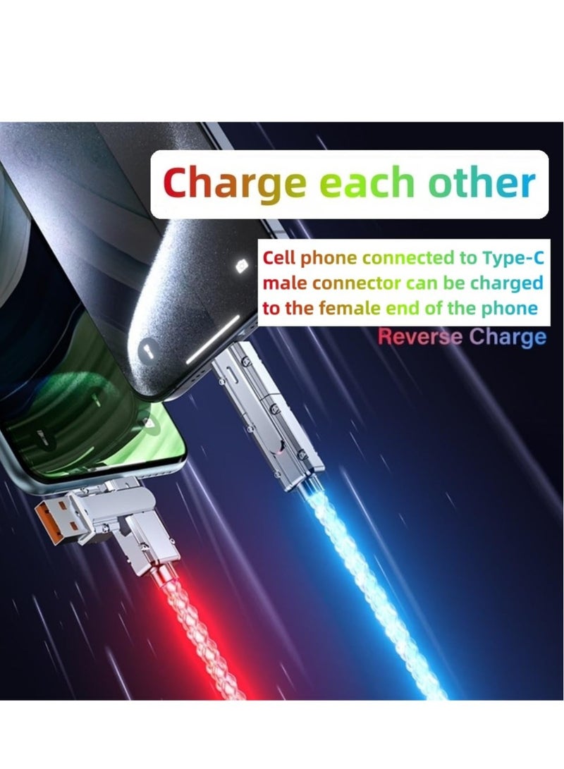 Excefore 4 in 1 USB C Charging Cable, RGB Colorful Gradual Fast Charging Cord, USB C to C Cable, A/Type C, Multi Charger Cable, Suitable for Samsung S24 S23 S22, Phone15 14 13 Pad Mac(1m) - Image 4
