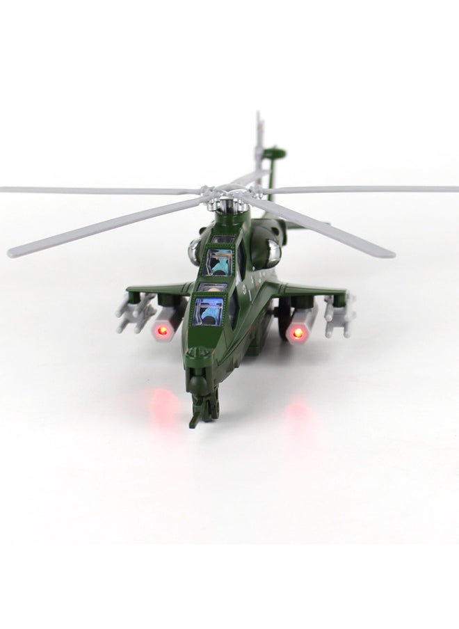 null - Wu Zhi 10 Aircraft Model Alloy Armed Helicopter 10 Simulation Metal Decoration Fighter Children's Toy Sound And Light-Color:Wu Zhishi Black - Image 1