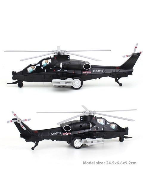 Wu Zhi 10 Aircraft Model Alloy Armed Helicopter 10 Simulation Metal Decoration Fighter Children's Toy Sound And Light-Color:Wu Zhishi Black