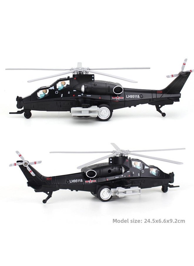null - Wu Zhi 10 Aircraft Model Alloy Armed Helicopter 10 Simulation Metal Decoration Fighter Children's Toy Sound And Light-Color:Wu Zhishi Black - Image 1