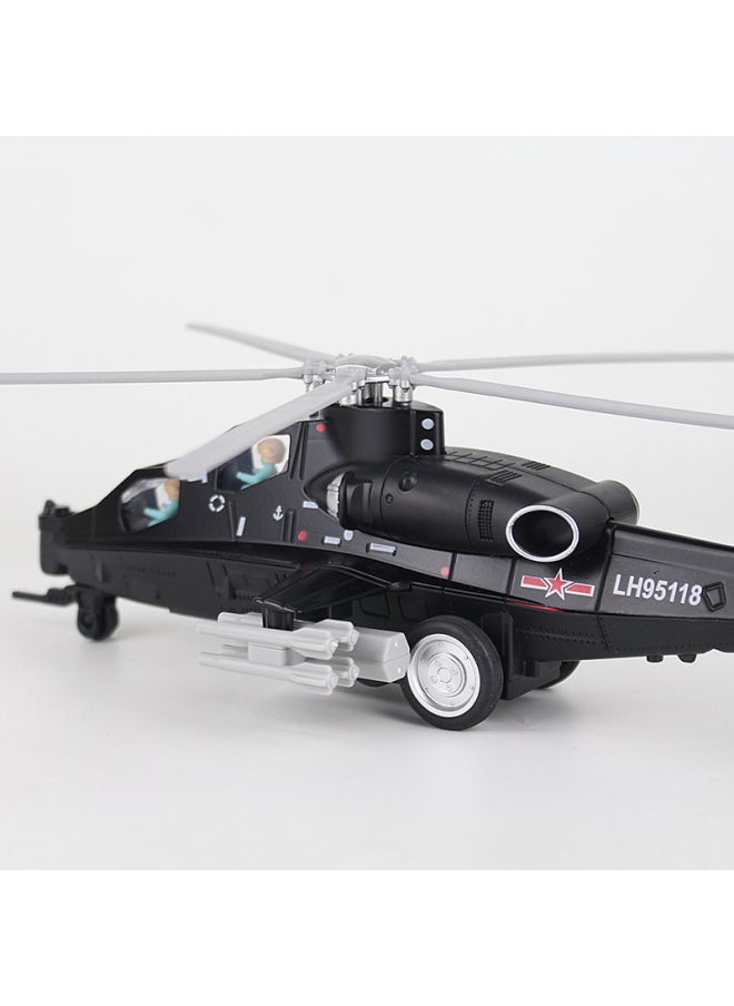 null - Wu Zhi 10 Aircraft Model Alloy Armed Helicopter 10 Simulation Metal Decoration Fighter Children's Toy Sound And Light-Color:Wu Zhishi Black - Image 1