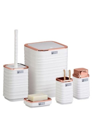 Luna Square 5 Piece Bathroom Set (Soap Dish Soap Dispenser Trash Can Toilet Brush & Holder Toothbrush Holder) (Rose White) - pzsku/ZF48570DFA870172AB588Z/45/_/1710268858/32e41cfb-d86e-4ce5-b166-8cfd911138d6