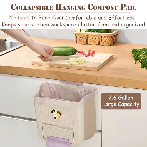 YJPPDD Hanging Trash Can for Kitchen Cabinet Door 264 Gallon Kitchen Trash Can with SpaceSaving Design Collapsible Garbage Can for KitchensCabinet Door Bathroom RV Car Camping - Image 3