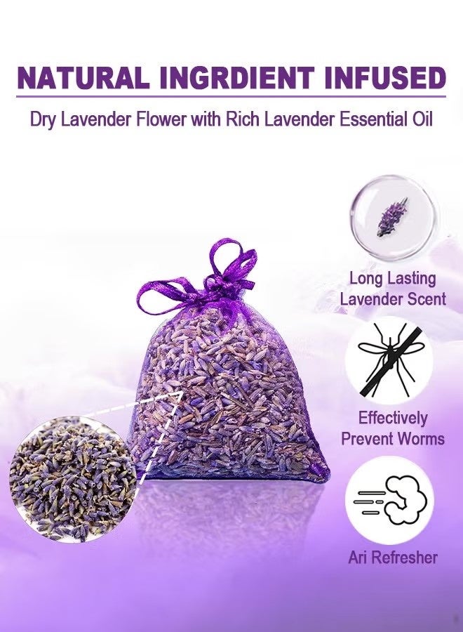 هابي دي أكياس اللافندر الفرنسية المكونة من 10 قطع للأدراج والخزائن الروائح المنعشة ، كيس عطر منزلي للخزائن والأدراج ، تحسين جودة النوم وإزالة الروائح بشكل فعال - Image 2