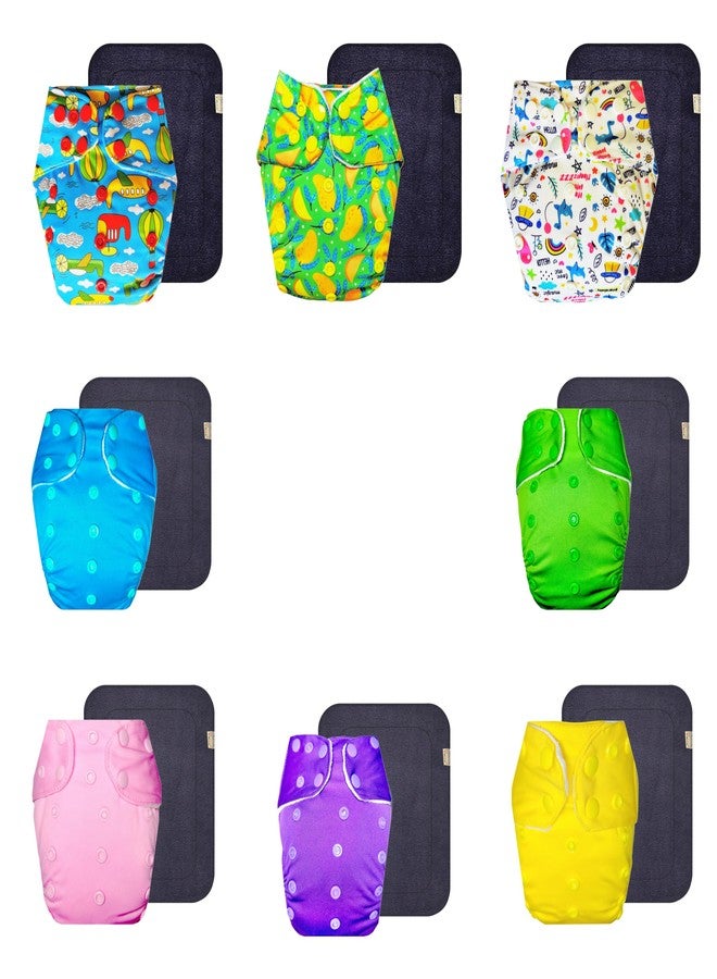 حفاضات دمبلدو القماشية الممتازة مع حشوة رمادية (عبوة من 8 قطع) | مضادة للحساسية | قابلة لإعادة الاستخدام والغسل | سهلة التنظيف | مصممة من قبل الأمهات | من 3 أشهر إلى 3 سنوات | للجنسين - Image 1