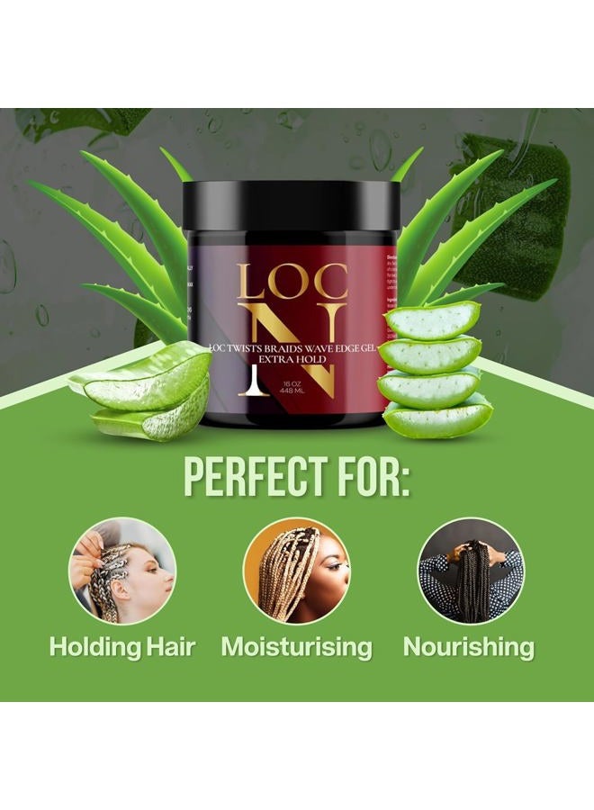 LOC N GEL LOC Twists Braids Wave Edge Gel 16 OZ. -Extra Hold- - Image 2