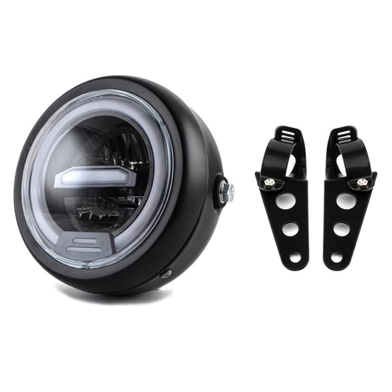 kucehiup 65 Inches Round Motorcycle LED Headlight with Brackets Assembly White Light