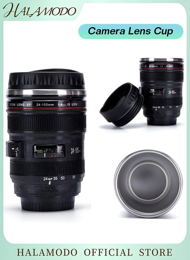 Halamodo Camera Lens Coffee Mug 17oz Stainless Steel Lens Cups Mug with Retractable Lid Thermos Novelty Coffee Mugs Unique Great Gifts for Photographers & Friends - Image 1