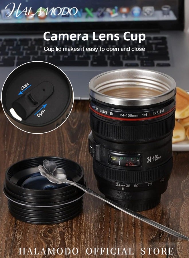 Halamodo Camera Lens Coffee Mug 17oz Stainless Steel Lens Cups Mug with Retractable Lid Thermos Novelty Coffee Mugs Unique Great Gifts for Photographers & Friends - Image 3