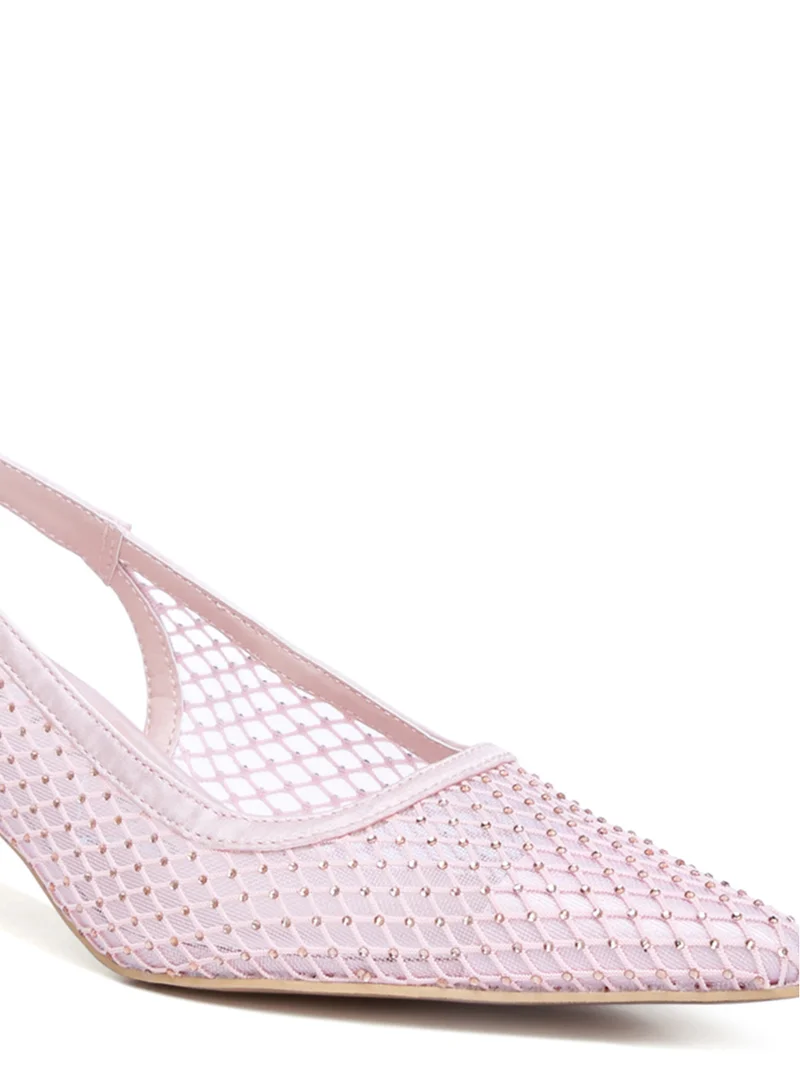 London Rag Rhinestone Embellished Slingback Mules in Pink