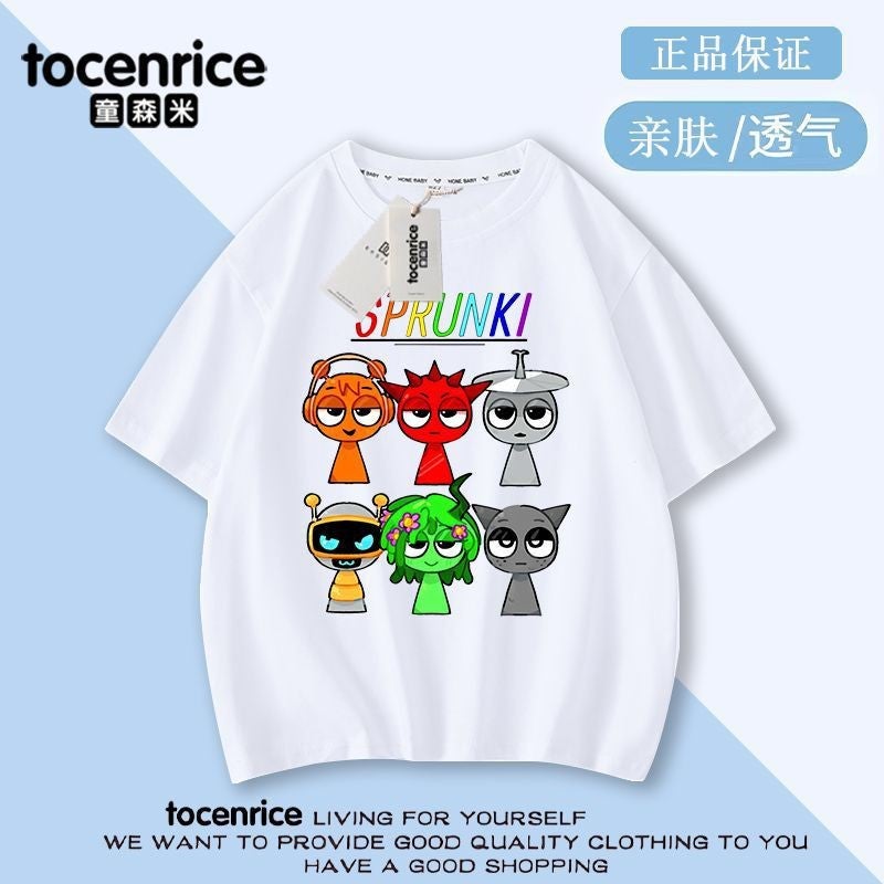 Rhythm Box T-Shirt Sprunki Clothes Children'S Cotton Short-Sleeved Peripheral Children'S Clothing Boys And Girls Casual Printed Top - Image 2