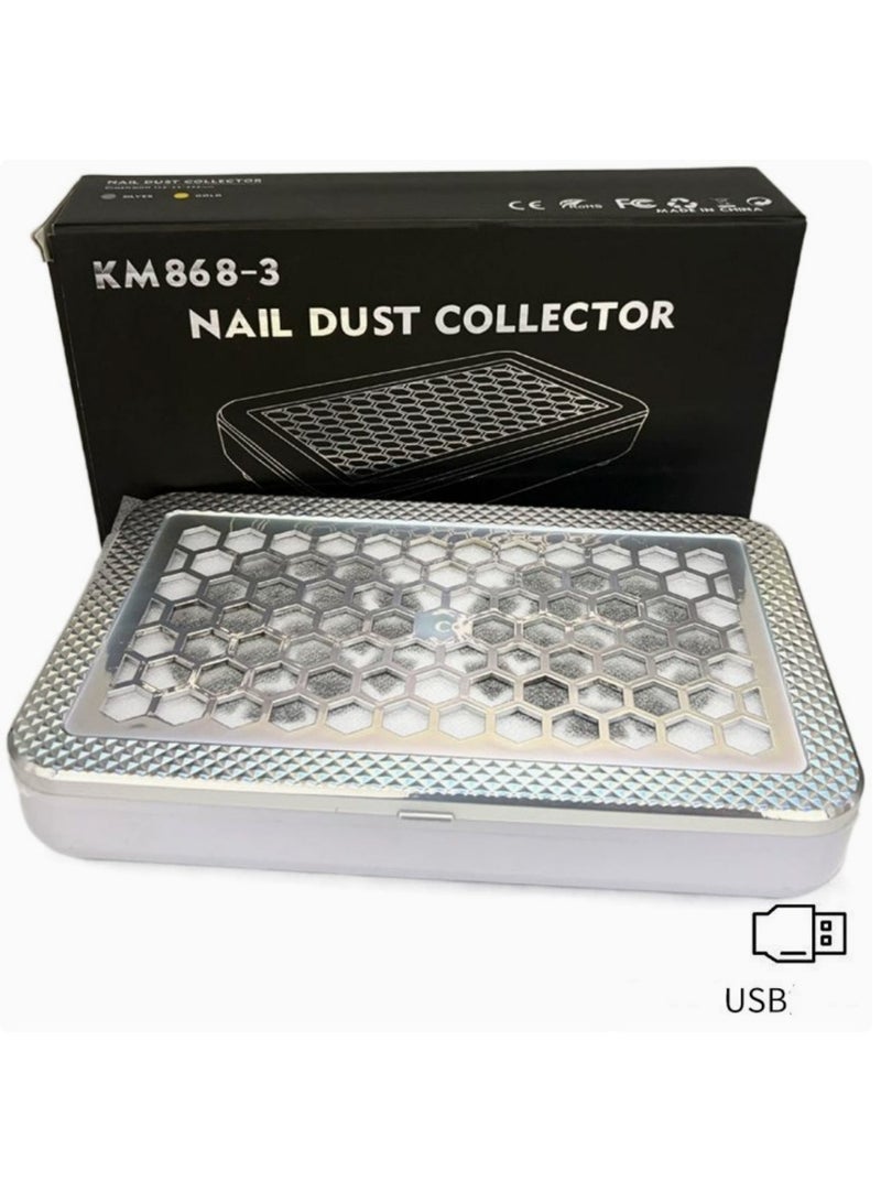 Dual-Fan Nail Dust Collector: USB-Powered, Honeycomb Multi-Port Cooling & Detachable Filter, Gold/Silver Chrome Panel, Professional Dust Extractor for Nail Drilling, Filing & Polish Removal, Suitable for Nail Salons, Beauty Centers, Nail Training Schools, Press-On Nail Workshops, and Home DIY - Image 4