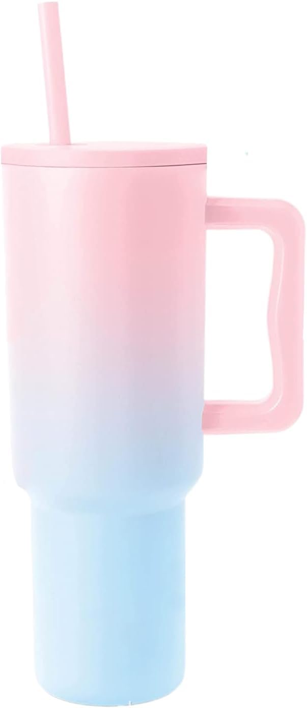 Apexx 1200ML Stainless Steel Tumbler with Handle and Straw Lid Hot and Cold Double Insulated Sipper Mug 100 Leak Proof Coffee Tumbler Cupholder for Office Gym Travelling Cotton Candy Haze - Image 1