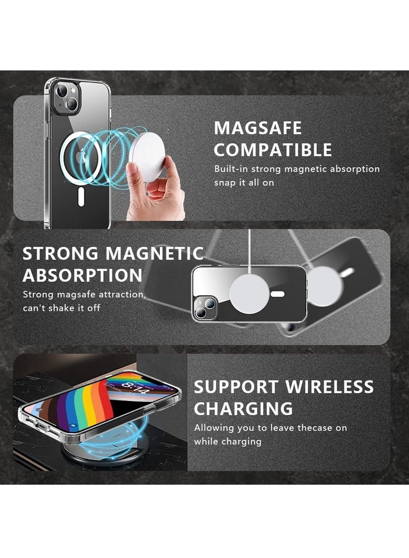 BORTONY iPhone 14 Plus Magsafe Protective Case Clear with Shock Absorption Anti Scratch TPU Precise Cutouts Fit Crystal Magnetic Cover Design for Apple iPhone 14 Plus 6.7 inch in All Directions Transparent - Image 3