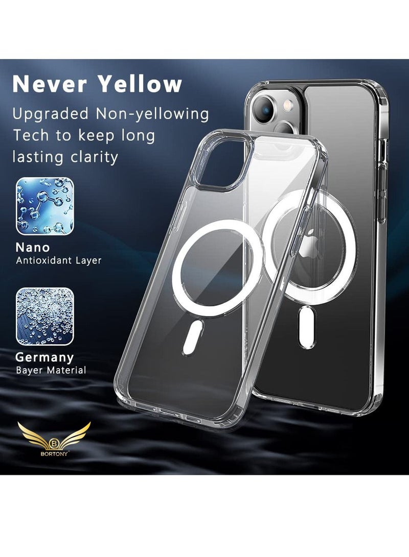BORTONY iPhone 14 Plus Magsafe Protective Case Clear with Shock Absorption Anti Scratch TPU Precise Cutouts Fit Crystal Magnetic Cover Design for Apple iPhone 14 Plus 6.7 inch in All Directions Transparent - Image 2