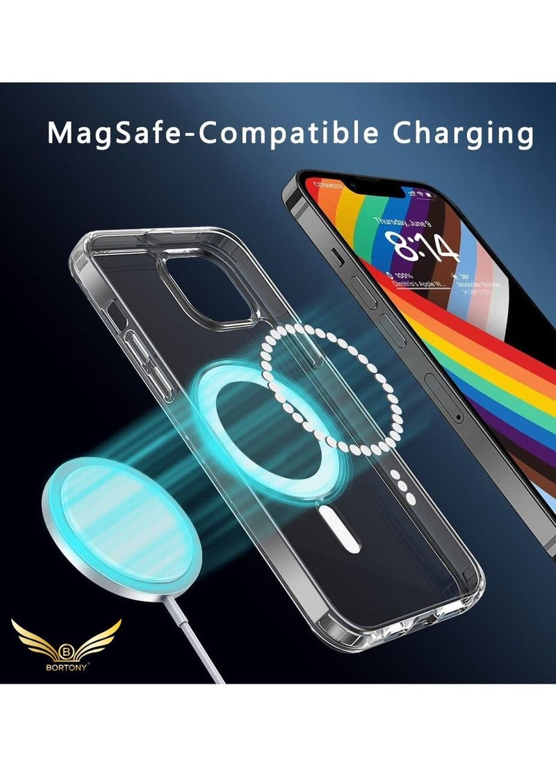 BORTONY iPhone 14 Plus Magsafe Protective Case Clear with Shock Absorption Anti Scratch TPU Precise Cutouts Fit Crystal Magnetic Cover Design for Apple iPhone 14 Plus 6.7 inch in All Directions Transparent - Image 4