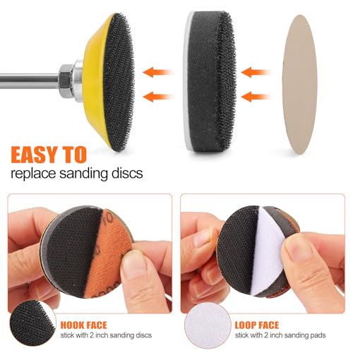 POLIWELL 10 Pack 2 Inch (50mm) Foam Interface Pad, Hook and Loop Soft Foam Buffing Pad, Soft Density Buffer Backing Pad for 2" Sanding Discs, Drill, Mini RO Sander for Detail Sanding - Image 3