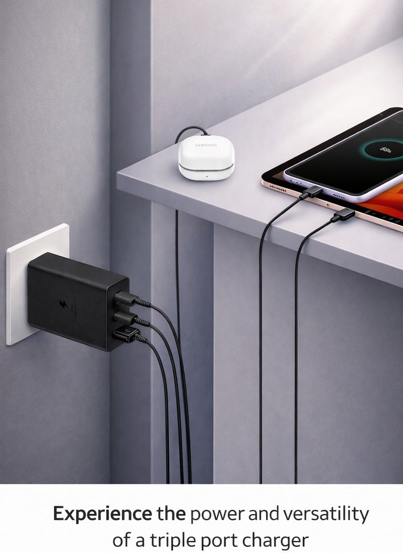65W 3-Port Fast Wall Charger + USB-C Cable Included (2×USB-C + USB-A) | PD 3.0 PPS Super Fast Charging | Compatible with Samsung Galaxy & Android Type-C - Image 3