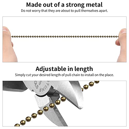 SmoTecQ Ceiling Fan Pull Chain, 120" Rust Proof Copper 3mm Beaded Extension Chains with 12 Matching Connectors, Bronze - Image 4