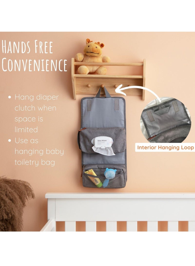 Diaper Clutch Trifold Compact Diaper Bag and Hanging Baby Toiletry Bag Portable Handheld Baby Diaper Changing Kit - Image 2