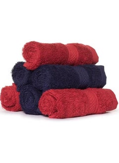 Wakefit Wakefit Hand Towel | 500 GSM | Hand Towel Set of 6, Terry 100% Cotton Soft, Absorbent (Chilli Pepper, Navy Blue) 