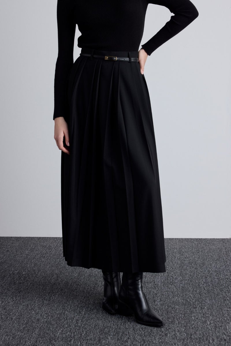 Manuka Wide Pleated Skirt Black  - Image 3