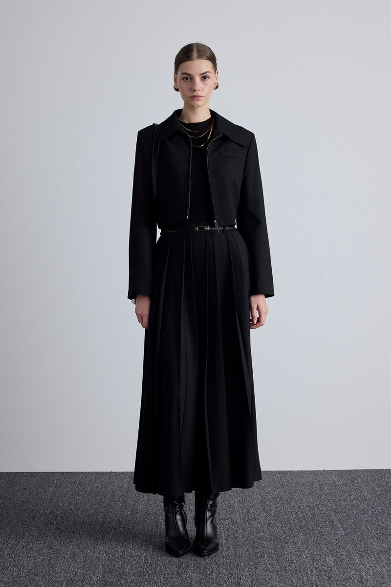 Manuka Wide Pleated Skirt Black  - Image 5