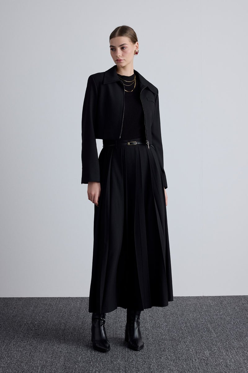 Manuka Wide Pleated Skirt Black  - Image 1