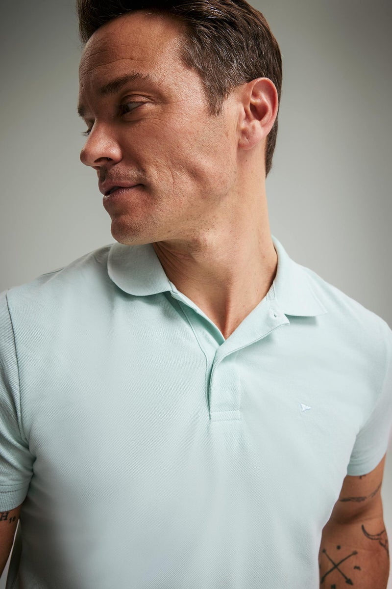 DeFacto Blue Man Slim Fit Short Sleeve Pique Cotton Polo Shirt Casual - Image 2