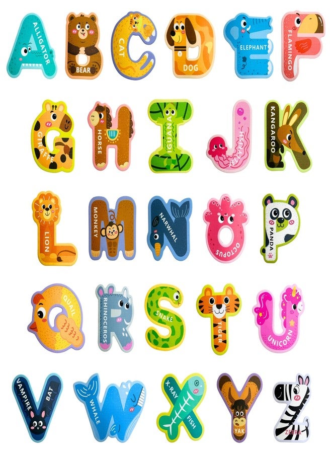 EHR Magnetic Letters, Colorful ABC Animal Alphabet Fridge Magnets, Suitable for Toddlers Aged 3 4 5 (Uppercase Letter) - Image 1