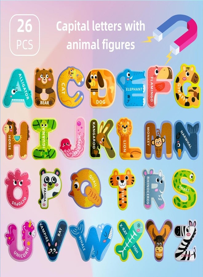 EHR Magnetic Letters, Colorful ABC Animal Alphabet Fridge Magnets, Suitable for Toddlers Aged 3 4 5 (Uppercase Letter) - Image 2