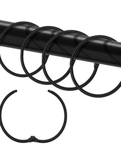 Oasisgalore Shower Curtain Hooks Rings,24 Pcs Rustproof Metal Shower Hooks for Shower Curtain,Snap Joint Design (Black)  - Image 1