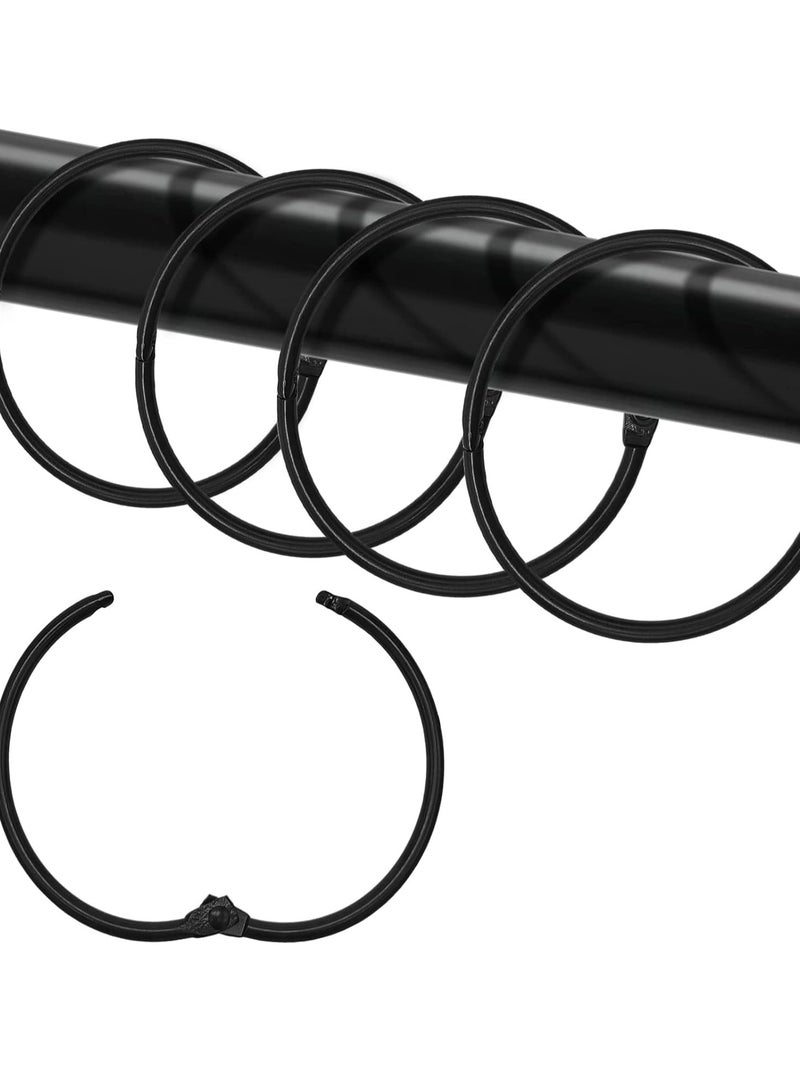 Oasisgalore Shower Curtain Hooks Rings,24 Pcs Rustproof Metal Shower Hooks for Shower Curtain,Snap Joint Design (Black)  - Image 1
