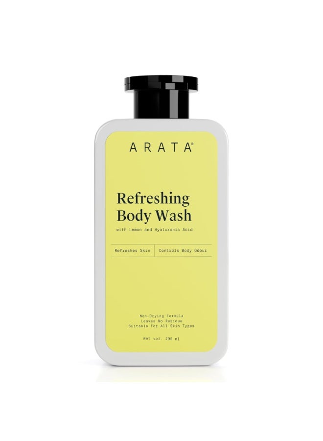 Arata Lemon Mint & Hyaluronic Acid Body Wash | Derma Tested | Gently Cleanses & Moisturizes | Refreshing & Zesty Fragrance | For Men & Women - 200 ml - Image 1