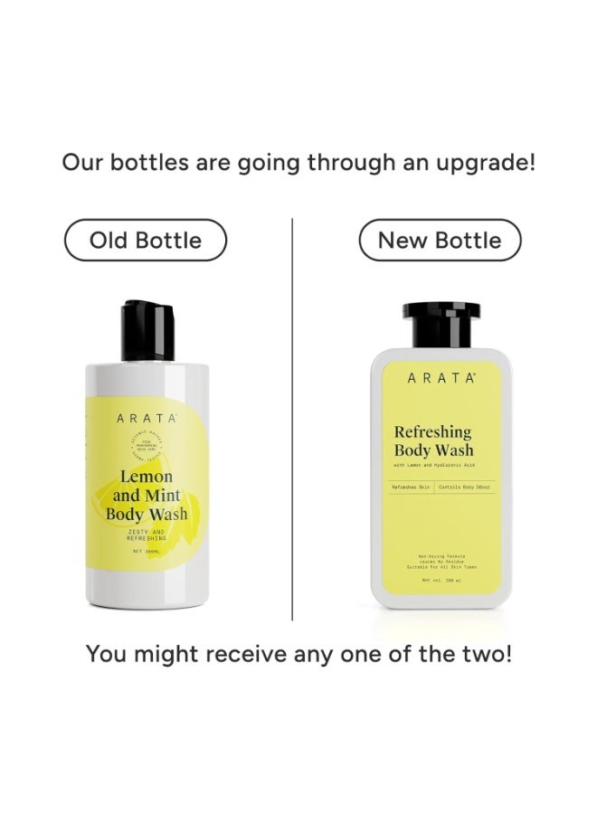 Arata Lemon Mint & Hyaluronic Acid Body Wash | Derma Tested | Gently Cleanses & Moisturizes | Refreshing & Zesty Fragrance | For Men & Women - 200 ml - Image 2