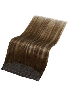 Fshine Wire Hair Extensions Remy Human Hair Chocolate Brown Ombre Honey Blonde Balayage Invisible Wire Hair Extensions Real Human Hair Balayage Extensions 80g 18inch 