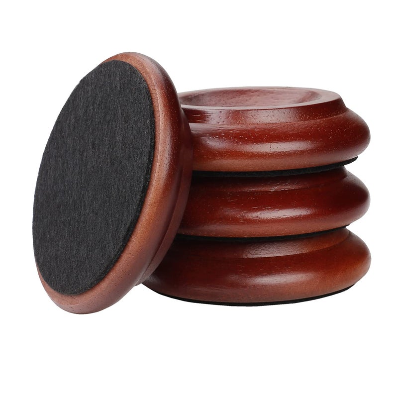 HilerPunk 4 Pcs Solid Wood Upright Piano Caster Cups Furniture Caster Cups Hilerpunk Sofas Beds Chairs Wheel Caster Cups Pads With Non-Slip & Anti-Noise Felt Pads For Hardwood Floor Protectors-Dark Brown - Image 1