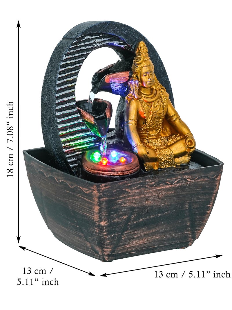 CHRONIKLE Dark Grey Polyresin Tabletop Shankar 3 Step Indoor Water Fountain for Home Decor with LED, Speed Control Pump (Size: 7 x 5 INCH | Weight: 680 Gram) - Image 2