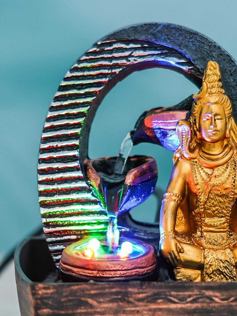 CHRONIKLE Dark Grey Polyresin Tabletop Shankar 3 Step Indoor Water Fountain for Home Decor with LED, Speed Control Pump (Size: 7 x 5 INCH | Weight: 680 Gram) - Image 5