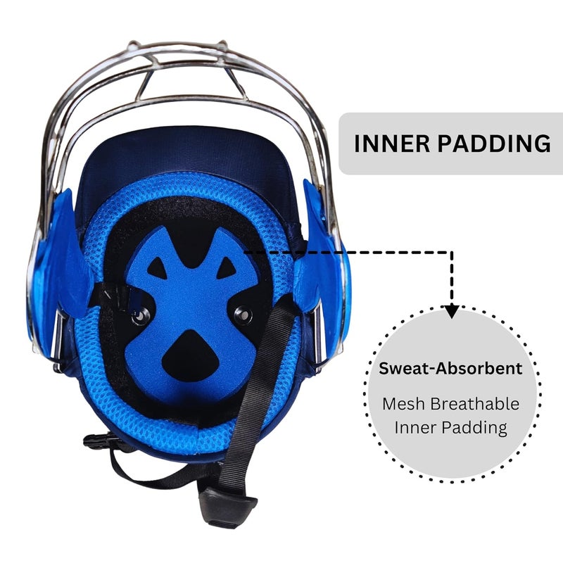 Prokick Cricshell Cricket Helmet with Fixed Stainless Steel Grill | Ultra-Protection Padding: Shock Proof, Lightweight | Comfortable Fit | Better Visibility (Navy - Large) - Image 5