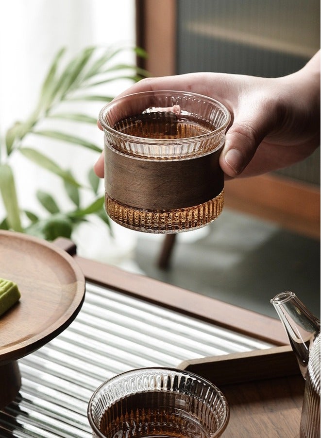 Arabic Coffee Mug with Wooden Ring, Reusable Espresso Mug, Large Mouth Glass Insulated Tea Mug for Turkish Coffee, Tea Mugs, Milk, Hot and Cold Drinks.6PCS - Image 2