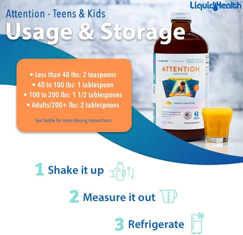 LIQUIDHEALTH ليكويد هيلث مكمل متعدد الفيتامينات السائل للأطفال والمراهقين يحسن الذاكرة والتركيز والمزاج والاسترخاء 16 أونصة - Image 4