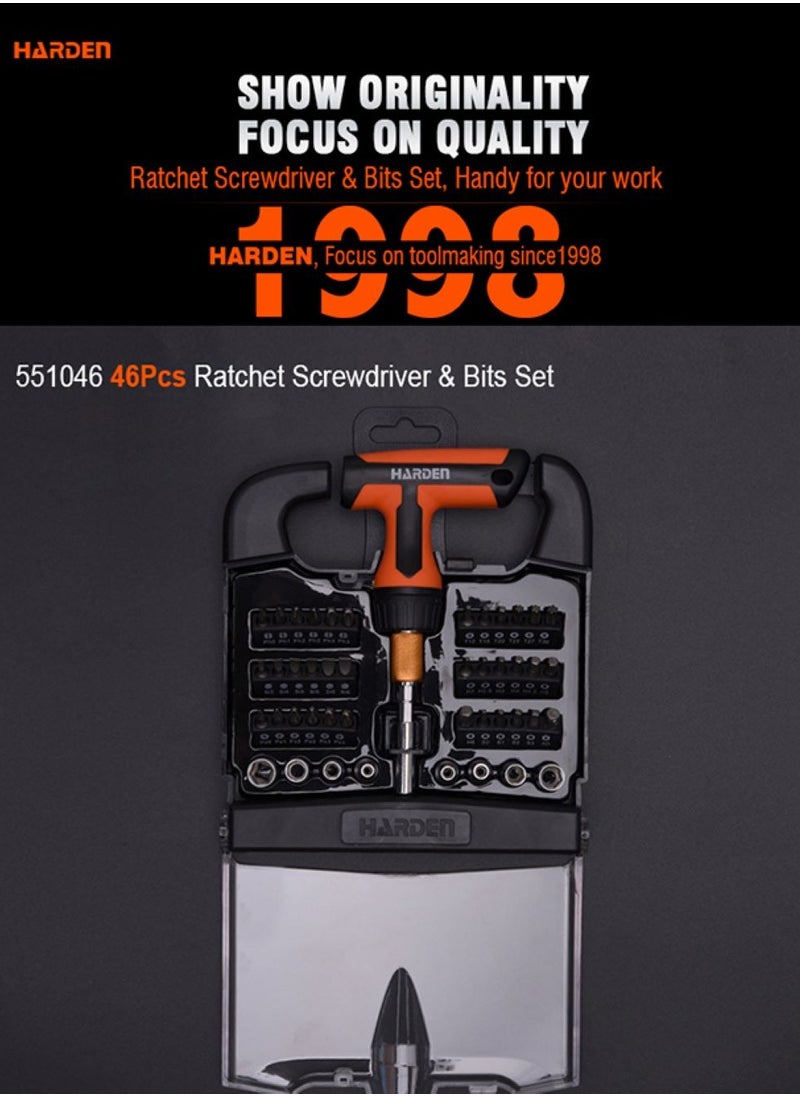 Harden 46Pcs Ratchet Screwdriver & Bits Set  - Image 1